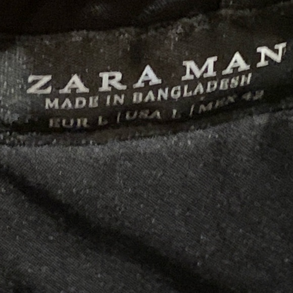 Zara Man Soft Print Winter Coat Jacket Men's size L Blue/Black - Picture 5 of 7